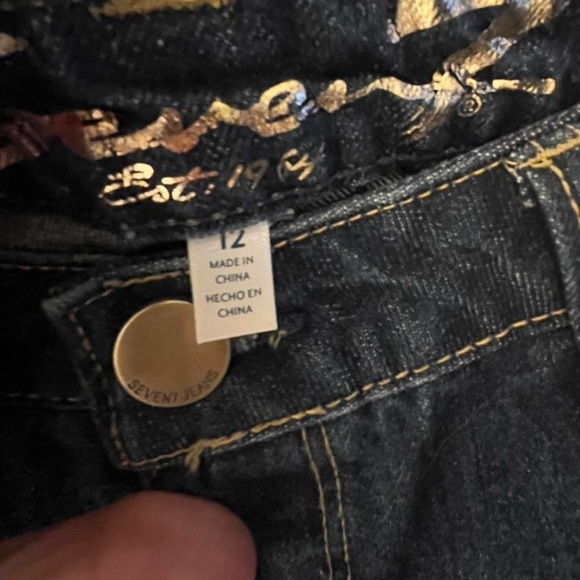 7 For All Mankind Dark Jean Shorts with Distressed Details​ - Picture 2 of 4